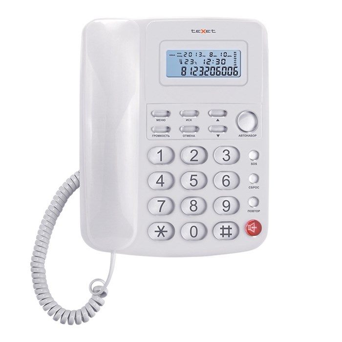 Телефон проводной teXet TX-250 белый - фото 820917
