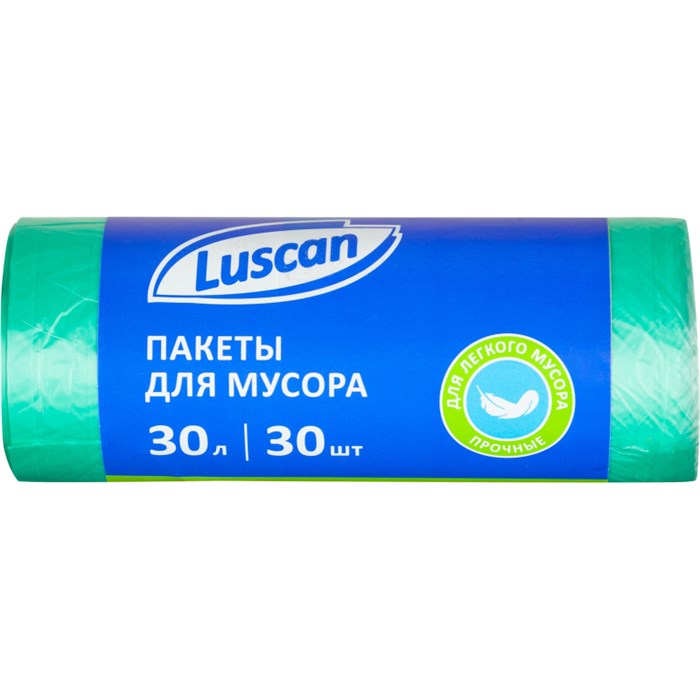 Мешки для мусора ПНД 30л 10мкм 30 шт/рул зеленые 50x60см Luscan 1557731 - фото 829646