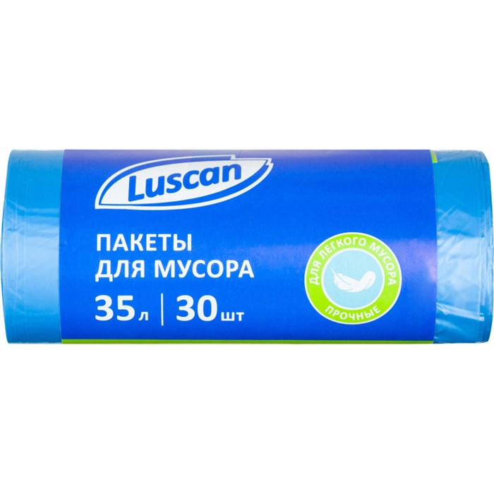 Мешки для мусора ПНД 35л 8мкм 30шт/рул синий 48х58см Luscan 1694341 - фото 830716