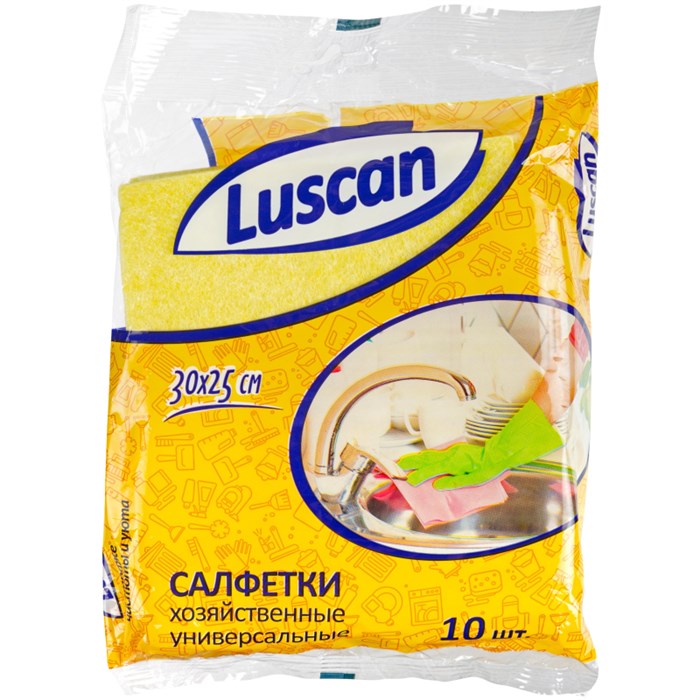 Салфетки хозяйственные Luscan универсал. вискоза 60-70г/м2 30х25 см 10шт/уп 1117962 - фото 832329