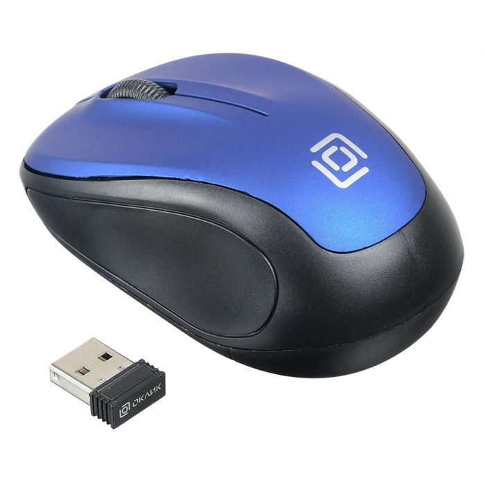 Мышь компьютерная Oklick 665MW черный/синий опт (1000dpi) беспр USB (3but) - фото 839312