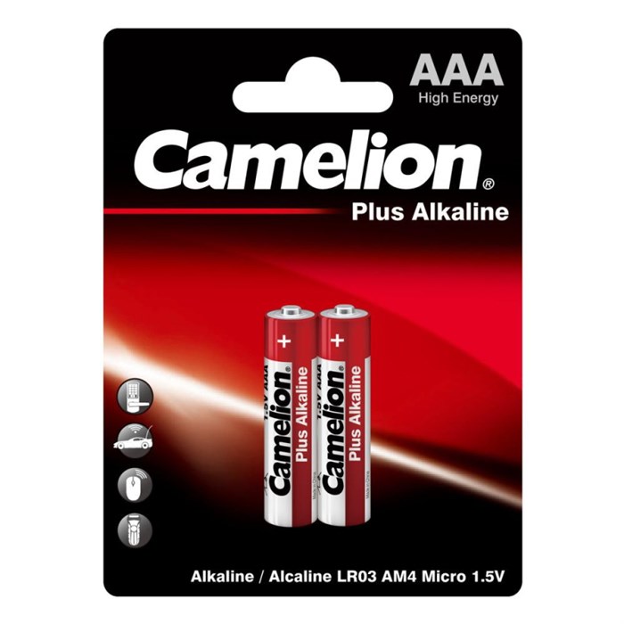 Батарейка Camelion AAA/LR 03 Plus Alkaline BL-2 1.5В(2 шт в уп.) 1568786 - фото 839480