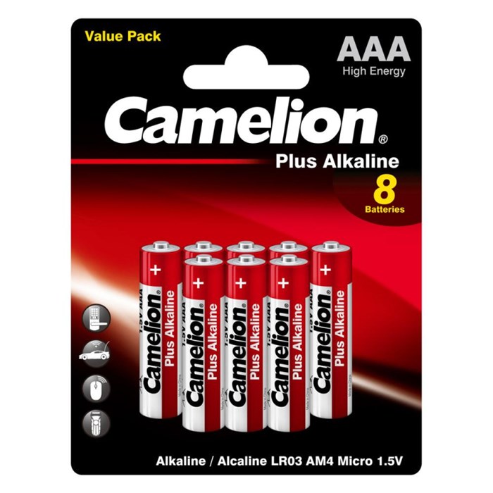 Батарейка Camelion Plus Alkaline BL8  AAA/LR03 (LR03-BP5+3) 8шт/уп 1619503 - фото 839660