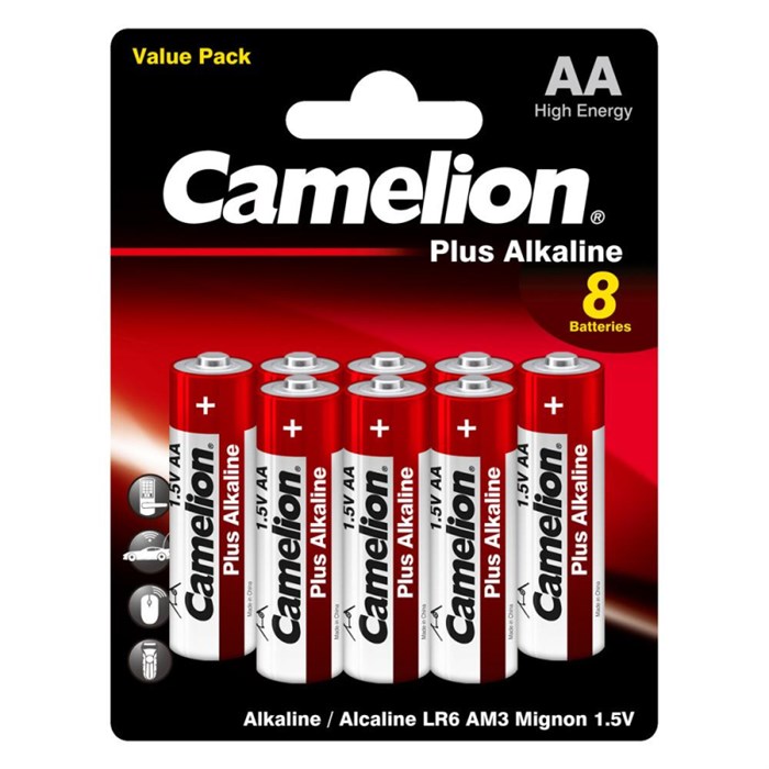 Батарейка Camelion Plus Alkaline BL8 AA/LR6 (LR6-BP5+3) 8шт/уп 1619504 - фото 839664