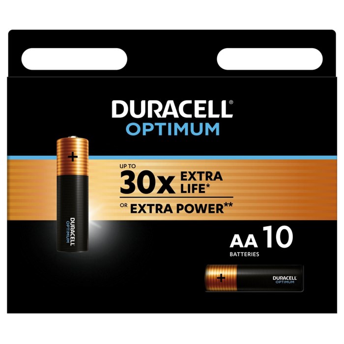 Батарейка DURACELL Optimum АА/LR6-10BL уп/10шт 1656907 - фото 840010