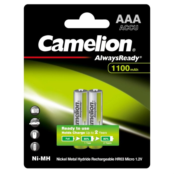 Аккумулятор Camelion Always Ready AAA 2шт/бл(NH-AAA1100BP2,1.2В) (15037) 1840397 - фото 840887