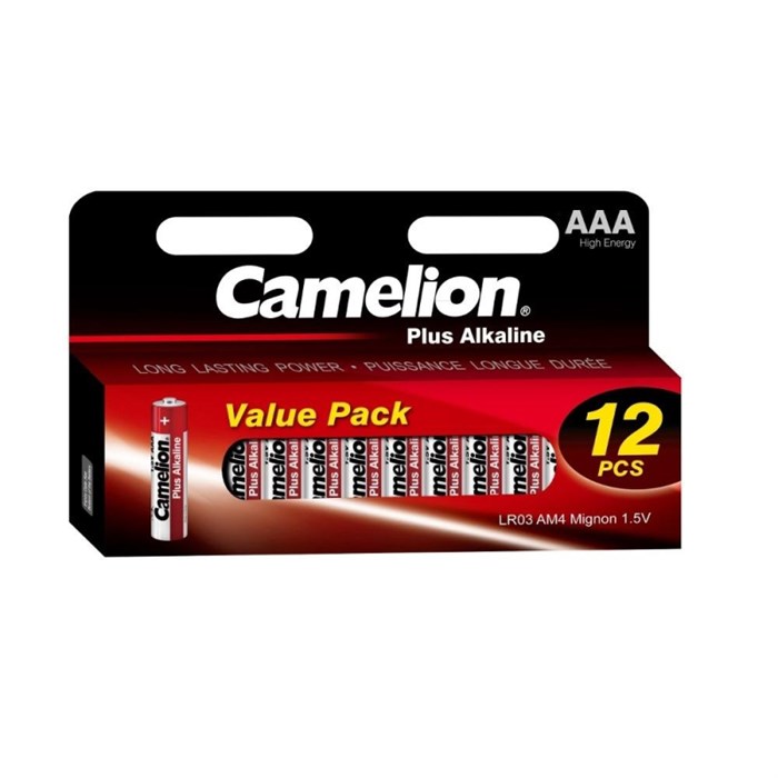 Батарейка Camelion Plus Alkaline 12шт/бл (LR03-HP12, 1.5В) (14260) 1840401 - фото 840901