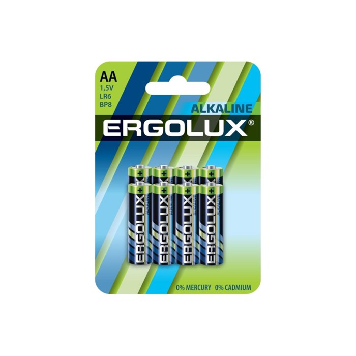 Батарейка Ergolux Alkaline 8шт/бл (LR6 BP8, 1.5В) (14815) 1840413 - фото 840923