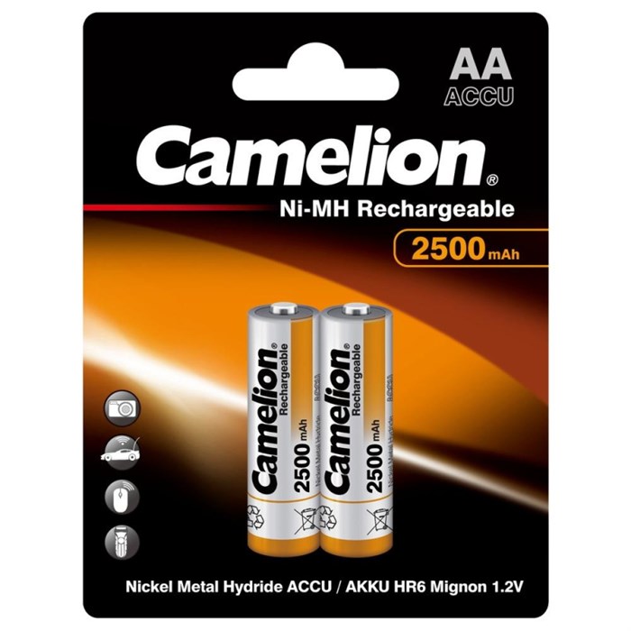 Аккумулятор Camelion AA-2500mAh 2шт/бл(NH-AA2500BP2,1.2В) (6107) 1840395 - фото 840953