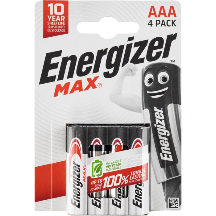 Батарейка Energizer MAX AAA 1.5V 4шт/бл (7638900438147) 1987015 - фото 841432