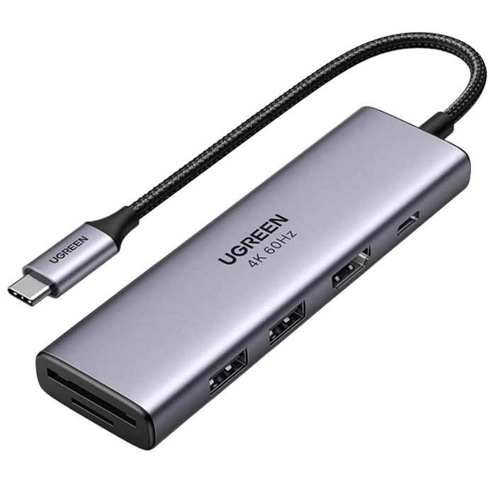 Разветвитель USB UGREEN 6 в 1 , 2 х USB 3.0, HDMI, TF/SD, PD (60384) 1602476 - фото 843156