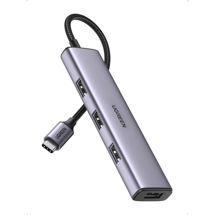 Разветвитель USB Ugreen CM473 (20841) USB-C to 4xUSB 3.0 Hub. серый 1796100 - фото 843203