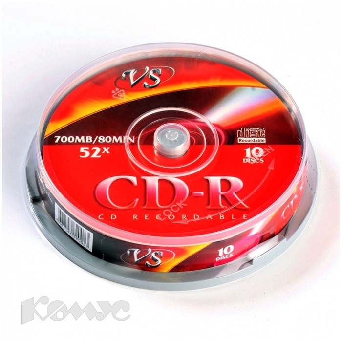 Носители информации CD-R, 52x, VS, Cake/10, VSCDRCB1001 166388 - фото 845134