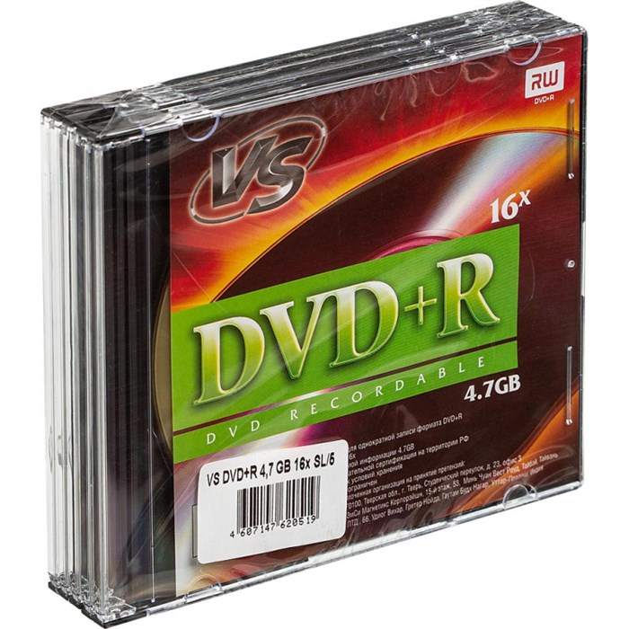 Носители информации DVD+R, 16x, VS, Slim/5, VSDVDPRSL501 166400 - фото 845137