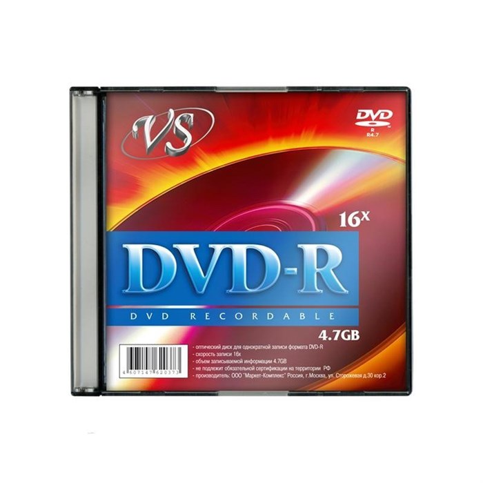 Носители информации DVD-R, 16x, VS, Slim/5, VSDVDRSL501 166395 - фото 845142