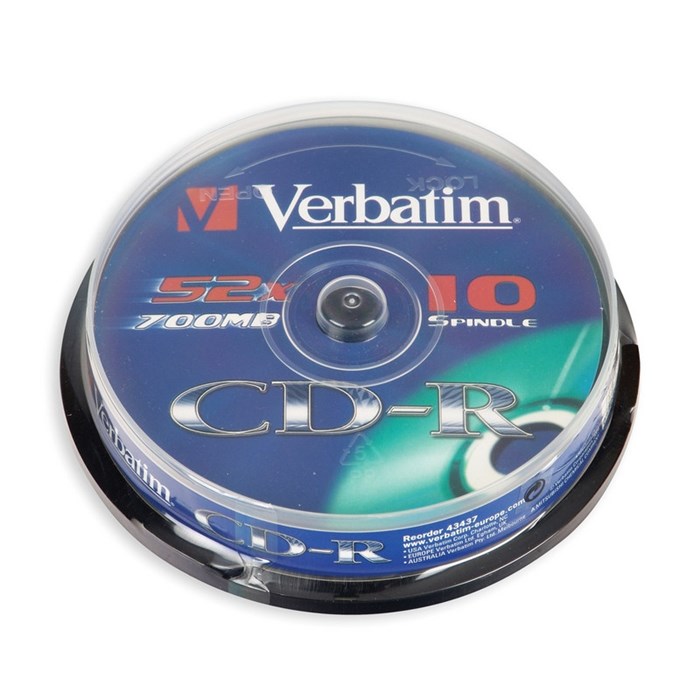 Носители информации CD-R, 52x, Verbatim Extra Protection, Cake/10, 43437 65716 - фото 845145