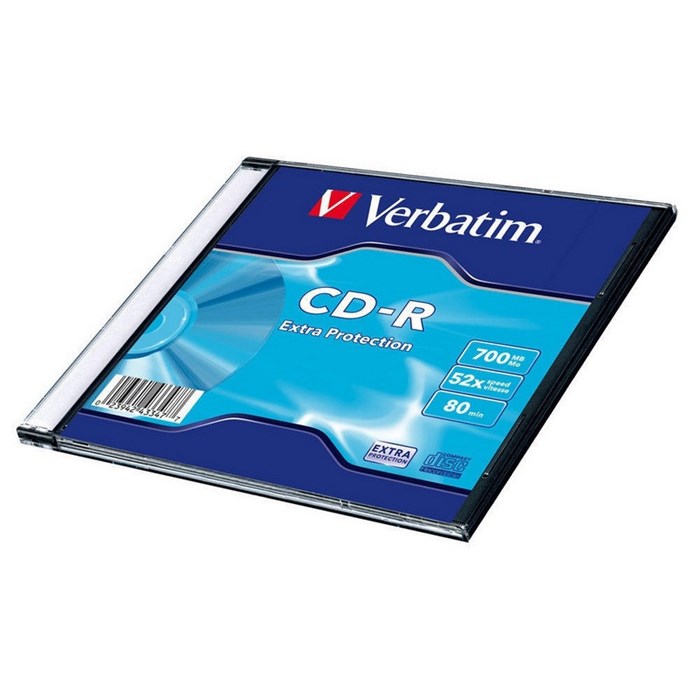 Носители информации CD-R, 52x, Verbatim Extra Protection, Slim/1, 43347 208152 - фото 845155