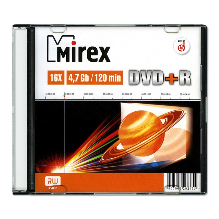 Носители информации DVD+R, 16x, Mirex, Slim/1, UL130013A1S 838860 - фото 845308