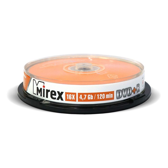 Носители информации DVD+R, 16x, Mirex, Cake/10, UL130013A1L 838862 - фото 845309