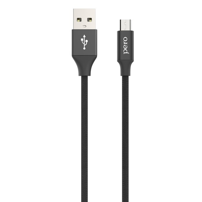 Кабель PERO, DC-02, micro-USB, 2,5А, 1м, Fast charge, черный - фото 846307