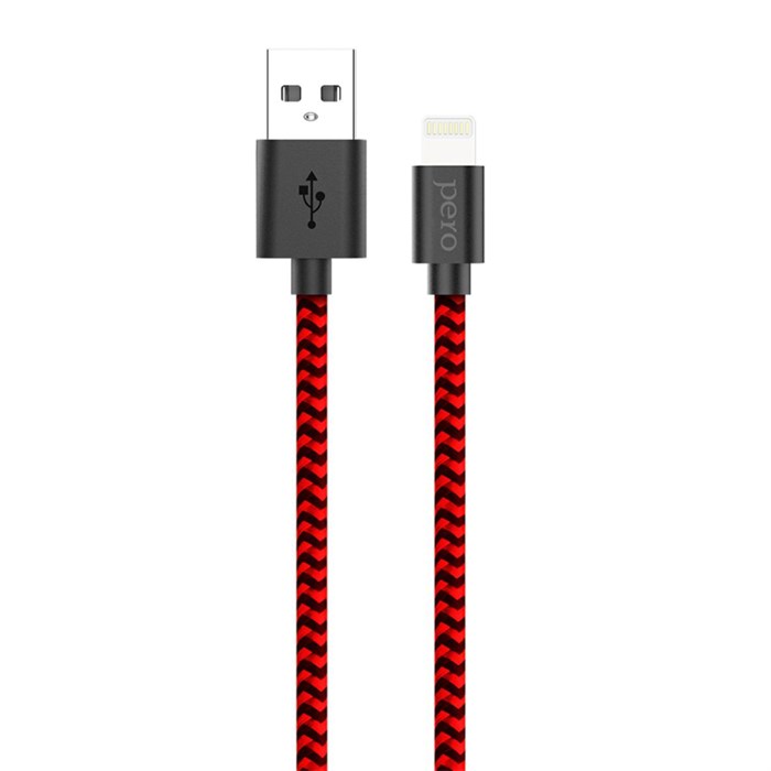 Кабель USB PERO DC-04 8-pin Lightning, 2,4А, 1м, Red-black 1598867 - фото 846442