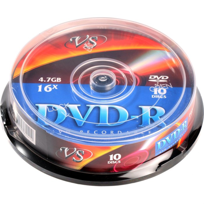 Носители информации DVD-R (VSDVDRCB1001), 4,7 GB 16x, VS, 10шт/уп 1988361 - фото 848200