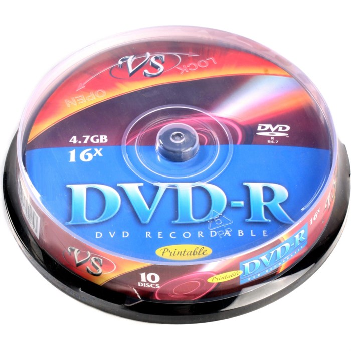 Носители информации DVD-R 4,7 GB 16x, VS, 10шт/уп Ink Print 1988362 - фото 848201