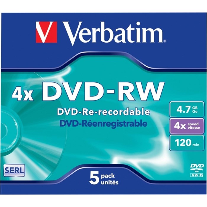 Носители информации DVD-RW Verbatim 4.7Gb 4x Jewel case (5шт/уп) (43285) 2062484 - фото 848522