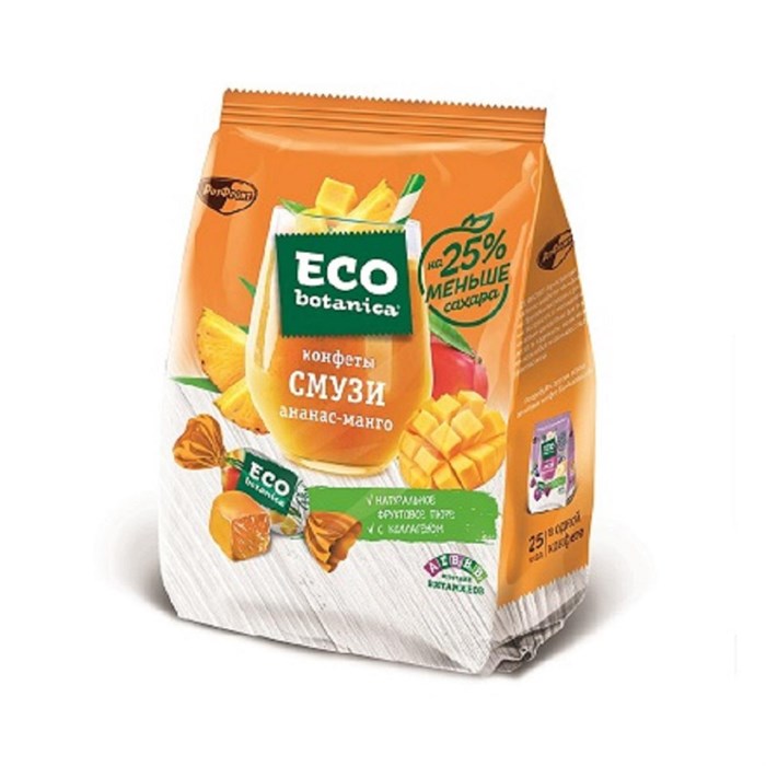 Мармелад конфеты Eco Botanica СМУЗИ Ананас Манго, 150г 1292048 - фото 862382