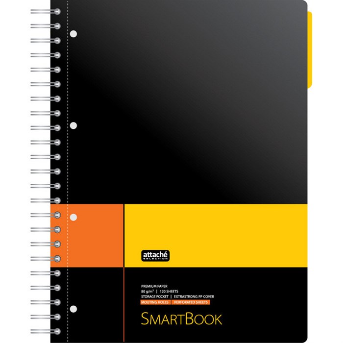 Бизнес-тетрадь SMARTBOOK А4 120л. клетка,спир,микроп,разд,карм,жел-оран 272651 - фото 900419