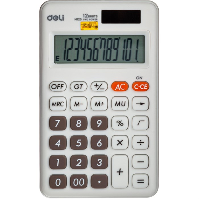 Калькулятор карманный Deli EM120,12-р, дв.пит., 118x70мм, белый - фото 931348