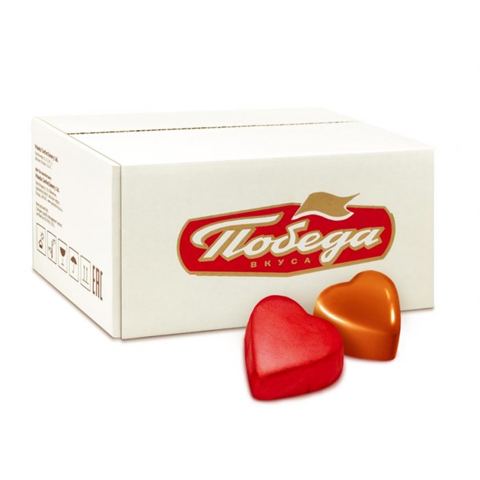 Конфеты шоколадные Сердечки красные с ореховым кремом, 1,8кг/уп - фото 934519
