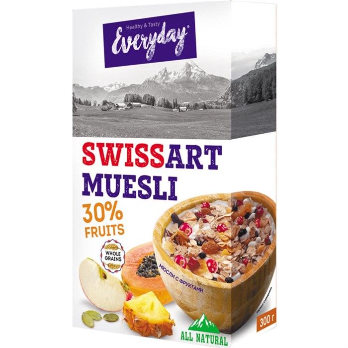 Мюсли Everyday Swiss art muesli с фруктами,  300г 1453121 - фото 937967