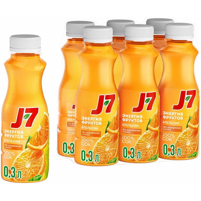Сок J7 апельсин с мякотью 0.3л ПЭТ 6шт/уп - фото 939401