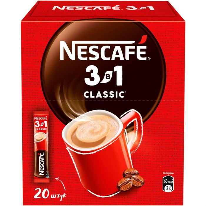 Кофе Nescafe 3 в 1 классический раств., шоу-бокс, 20штx14,5г 1208084 - фото 941387