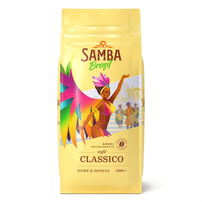 Кофе Samba Brasil Classico натуральный жареный в зернах, в/у, 1кг - фото 941872