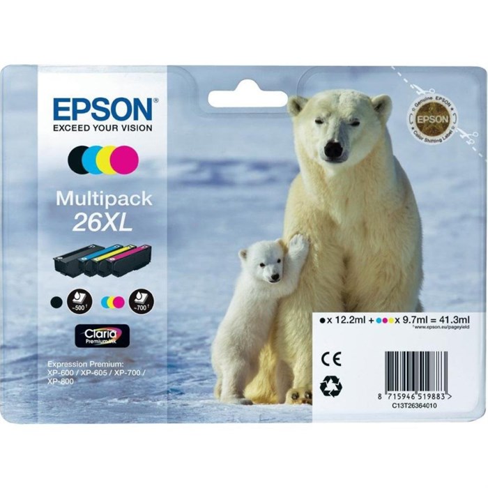 Картридж струйный Epson C13T26364010 CMYK пов.емк. для XP600/700(4шт/уп) 305716 - фото 944168