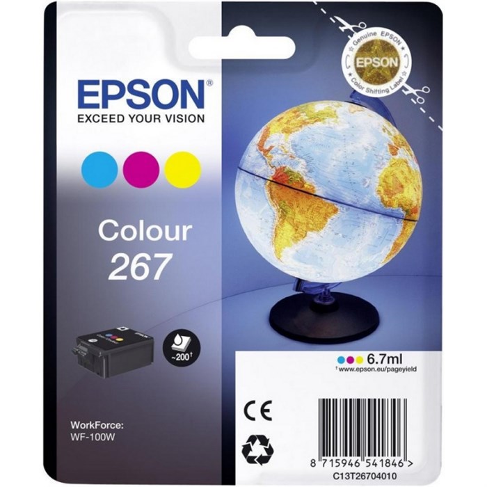 Картридж струйный Epson T267 C13T26704010 цвет. для WF-100 1043458 - фото 945133