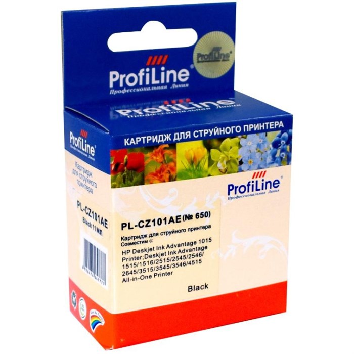 Картридж струйный ProfiLine CZ101AE №650 чер.для DJ Ink Advantage 2515/3515 1696718 - фото 945788