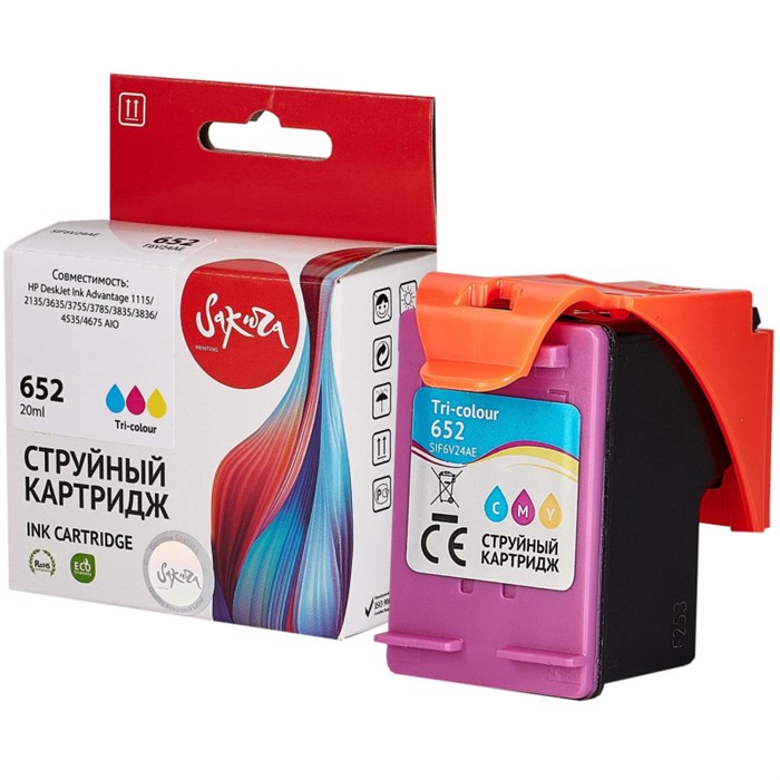 Картридж струйный Sakura №652 (F6V24AE) цв.для HP 2135/3635/4535/5075/5275 1712984 - фото 945797