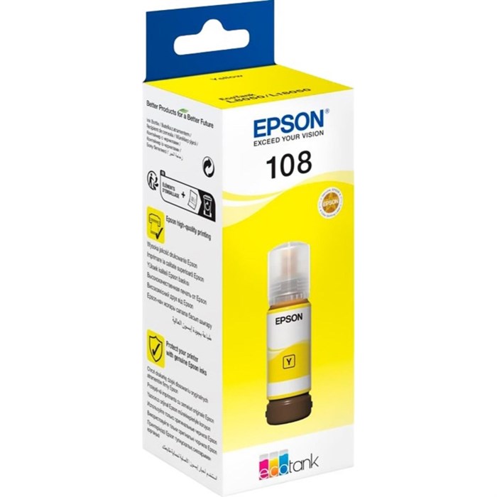 Чернила Epson 108 EcoTank Ink C13T09C44A для Epson L8050/L18050,Yellow 70ml 1921284 - фото 946213