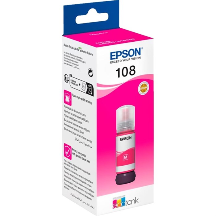 Чернила Epson 108 EcoTank Ink C13T09C34A для EpsonL8050/L18050,Magenta 70ml 1921289 - фото 946217