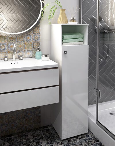 Высокий шкаф туалетный ВШТ SANTREK HOME "Виола" 1 ниша белый правый 300*1150*300 - фото 964757