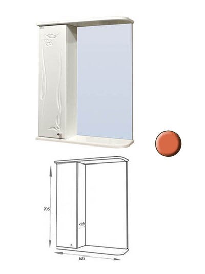 Зеркало-шкаф SANTREK HOME "Глория 60" левый (апельсин) 625*705*180 - фото 965237