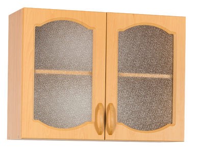 Шкаф для посуды 80 бук (со стеклом) фасад МДФ SANTREK HOME - фото 968861