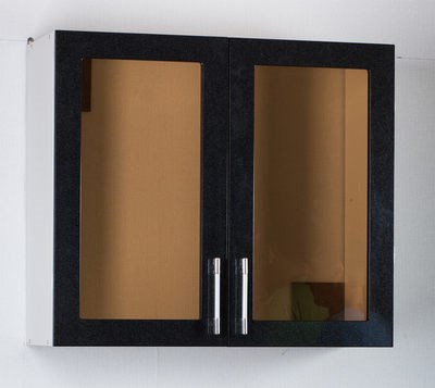Шкаф для посуды 80 черный металлик (со стеклом) фасад МДФ SANTREK HOME - фото 968930