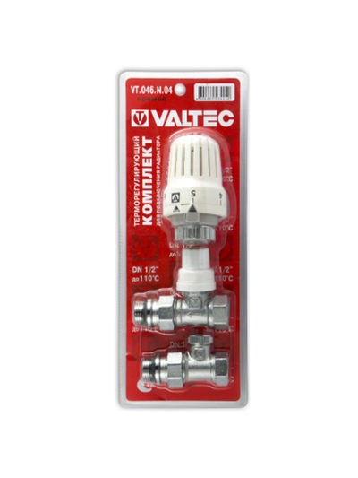 Комплект терморегулирующего оборудования VALTEC для радиатора, прямой 1/2" (терм.гол) (VT.046.N.04) - фото 975642