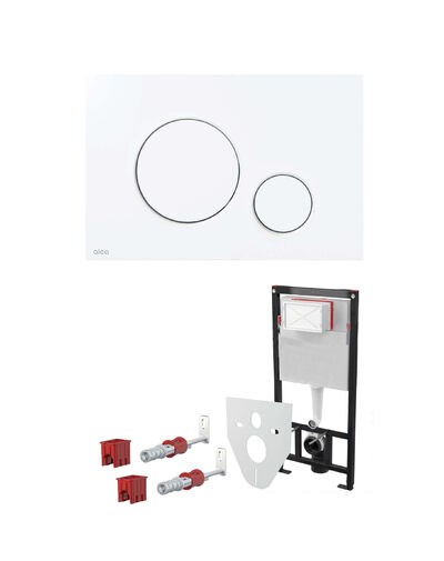 Инсталляция AlcaPlast (набор 4 в1) каркас AM101/1120, кнопка M670 (белая), плита M91, крепеж XST279076 - фото 984591