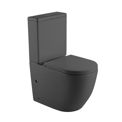 Унитаз-компакт безободковый HOLLER WEST MDG (сиденье дюропласт с микролифтом, арматура 2-х режимная)  (2 места) серый матовый - фото 985765