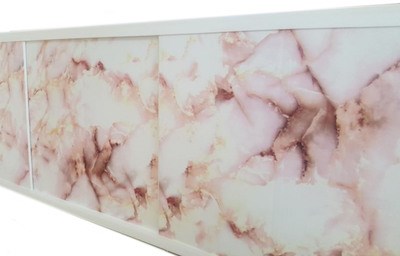 Экран под ванну "Оптима" 1,5 м пластик (44- ярко-розовый мрамор) Alavann - фото 994521